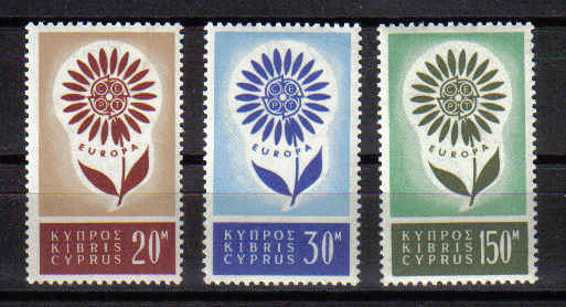 Cyprus stamps SG 249-51 1964 EUROPA Flower