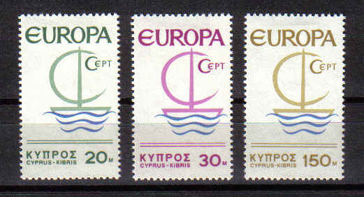 Cyprus stamps SG 280-82 1966 EUROPA Ship