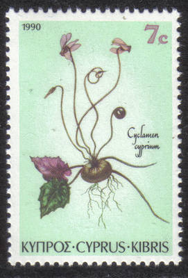 Cyprus Stamps SG 788 1990 7 cent Cyclamen cyprium - MINT