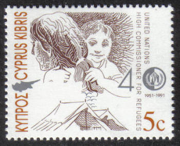 Cyprus Stamps SG 804 1991 5c United Nations Commissioner for Refugees - MINT