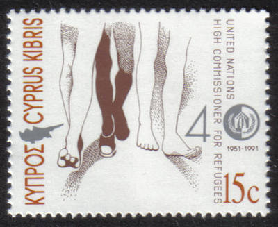 Cyprus Stamps SG 805 1991 15c United Nations Commissioner for Refugees - MI