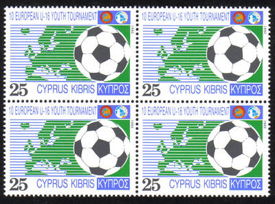 Cyprus Stamps SG 816 1992 10th Under 16 European Football Championship - Bl