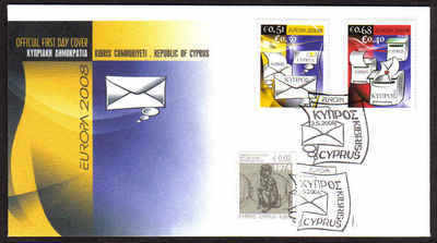 Cyprus Stamps SG 1162-63 2008 Europa the letter - Unofficial FDC (a780)