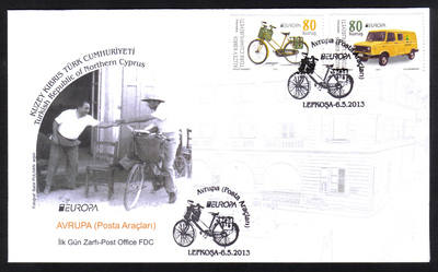 North Cyprus Stamps SG 2013 (c) Europa Postal Vehicles - Official First day