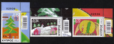 Cyprus Stamps SG 1304-06 2013 Christmas Noel - Control numbers MINT