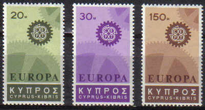Cyprus Stamps SG 302-04 1967 Europa Cogwheel - MINT