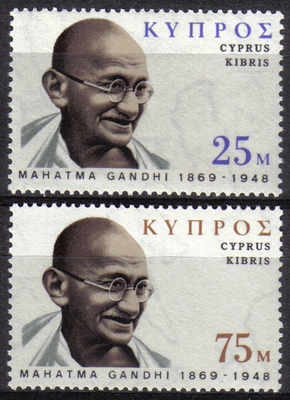 Cyprus Stamps SG 343-44 1970 Mahatma Gandhi - MLH