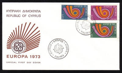 Cyprus Stamps SG 403-05 1973 Europa Posthorn - Official FDC