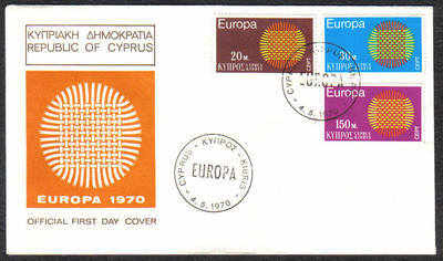 Cyprus Stamps SG 345-47 1970 Europa Sun - Official FDC