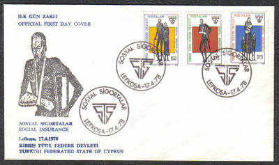 North Cyprus Stamps SG 60-62 1978 Social Security - Official FDC