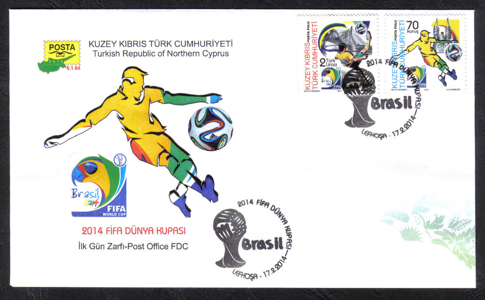 North Cyprus Stamps SG 2014 (c) FIFA Football World Cup Brazil - Official F