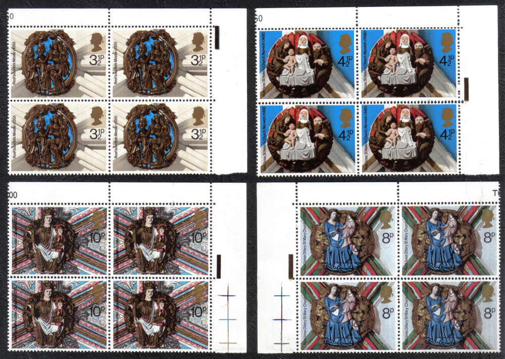 British Stamps 1974 Christmas - Blocks of 4 MINT (h790)