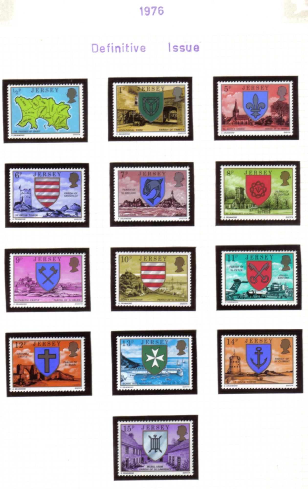 Jersey Stamps 1976 Definitives Full set MINT