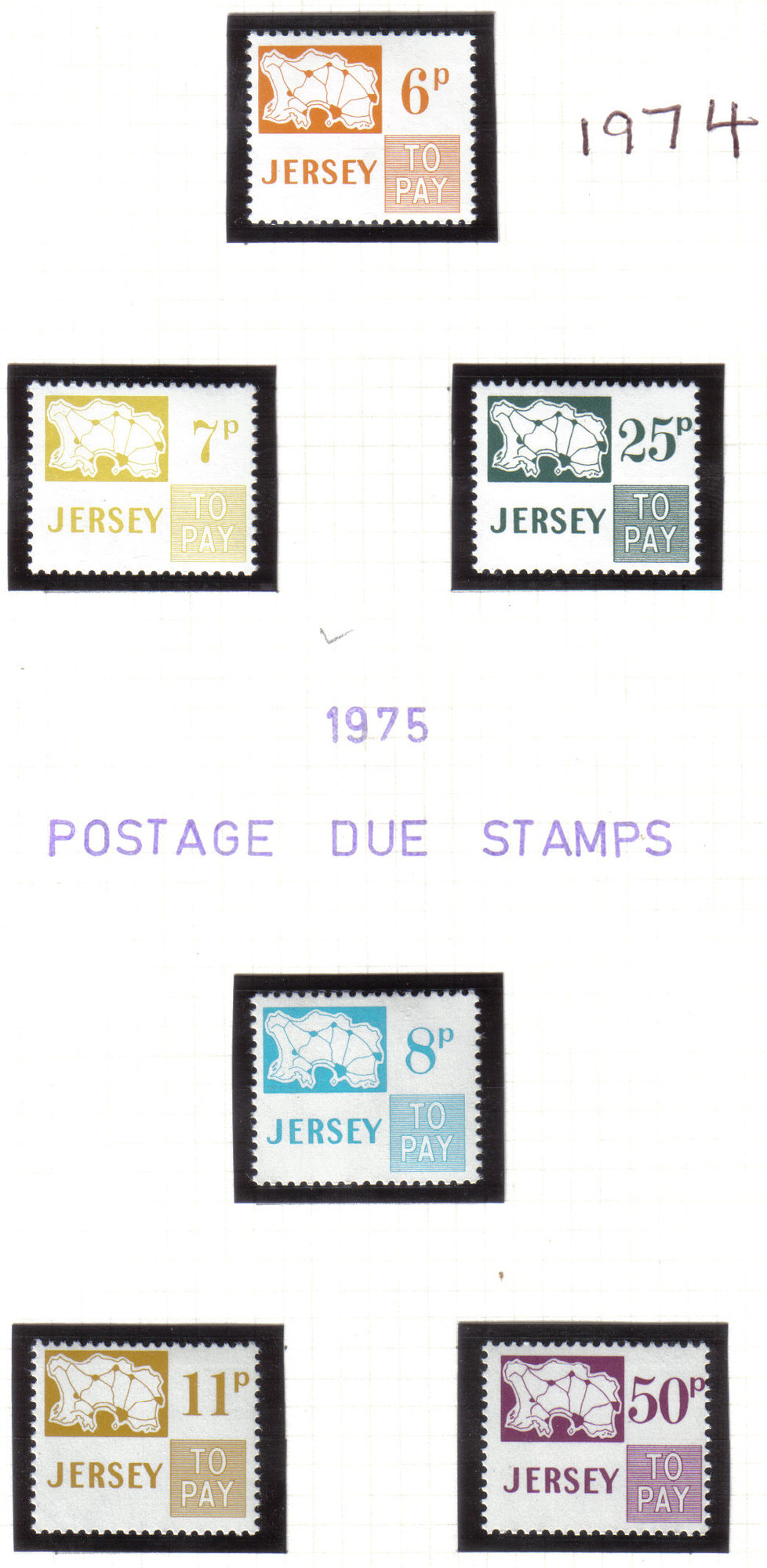 Jersey Stamps 1974-75  Post Due - MINT (z540)