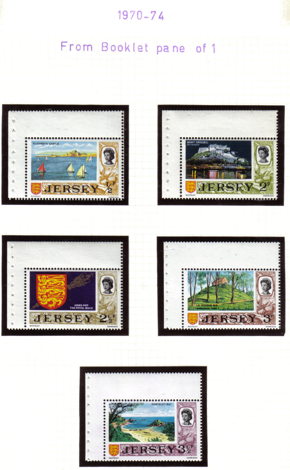 Jersey Stamps 1970-74 Booklet Panes - USED and MINT (z532)