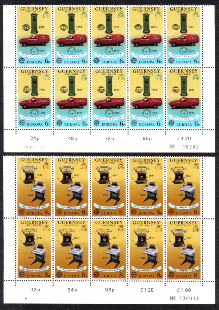 Guernsey Stamps 1979 Europa Post office - Block of 10 MINT (z514)