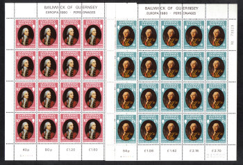 Guernsey Stamps 1980 Europa Famous People - Full sheets MINT (z560)