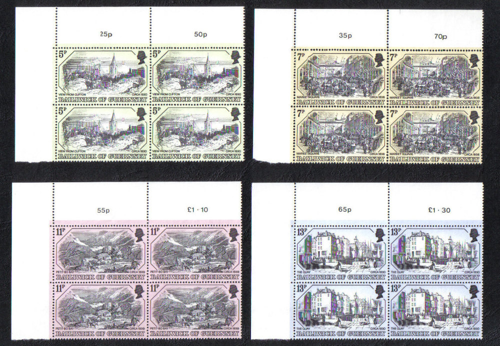 Guernsey Stamps 1978 Old Prints - Blocks of 4 MINT (z563)