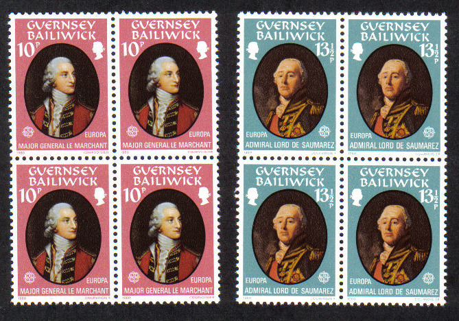 Guernsey Stamps 1980 Europa Famous People - Blocks of 4 MINT (z580)