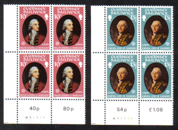 Guernsey Stamps 1980 Europa Famous People - Blocks of 4 MINT (z581)