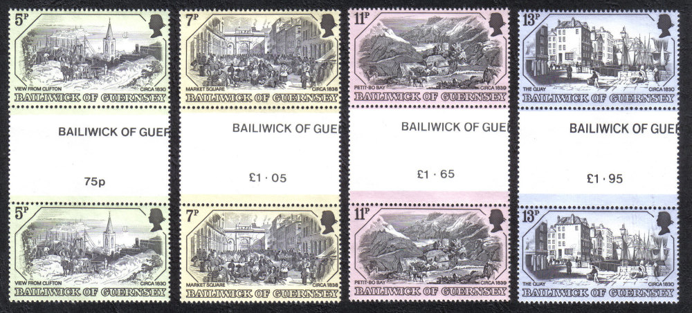 Guernsey Stamps 1978 Old Prints - Gutter Pairs MINT (z586)