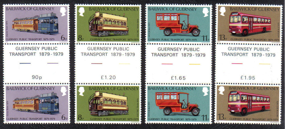 Guernsey Stamps 1979 Public Transport - Gutter pairs MINT (z596)
