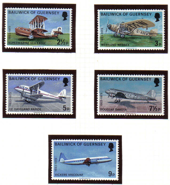 Guernsey Stamps 1973 Air Service Aeroplanes - MINT (z609)