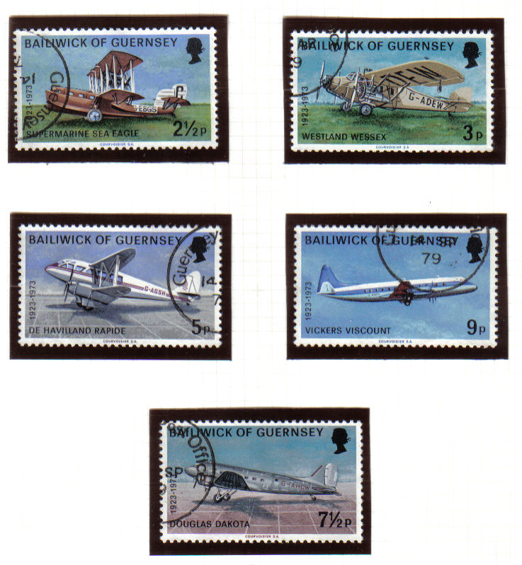 Guernsey Stamps 1973 Air Service Aeroplanes - USED (z610)
