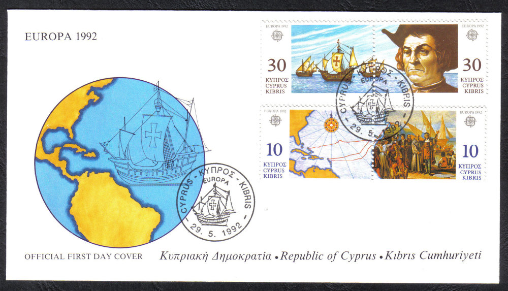 Cyprus Stamps SG 818-21 1992 Europa The discovery of America USA - Official