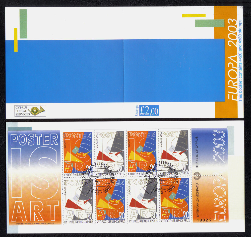 Cyprus Stamps SG 1058-63 (SB5) 2003 Europa Poster art - Booklet USED 