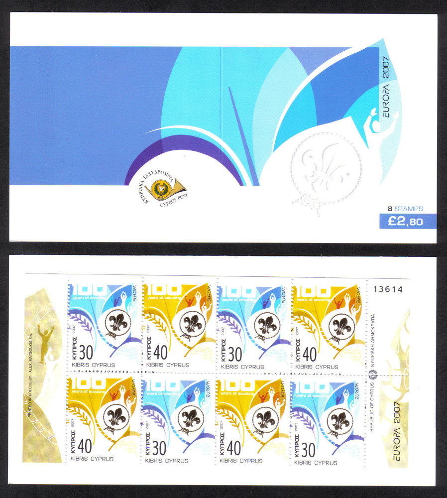 Cyprus Stamps SG 1133-34 (SB10) 2007 Europa Scouting - Booklet MINT