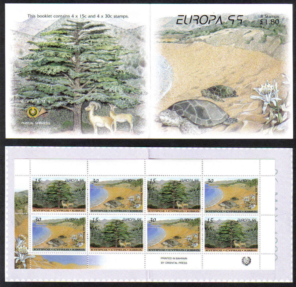 Cyprus Stamps SG 969-70 (SB2) 1999 Europa parks and gardens - Booklet MINT