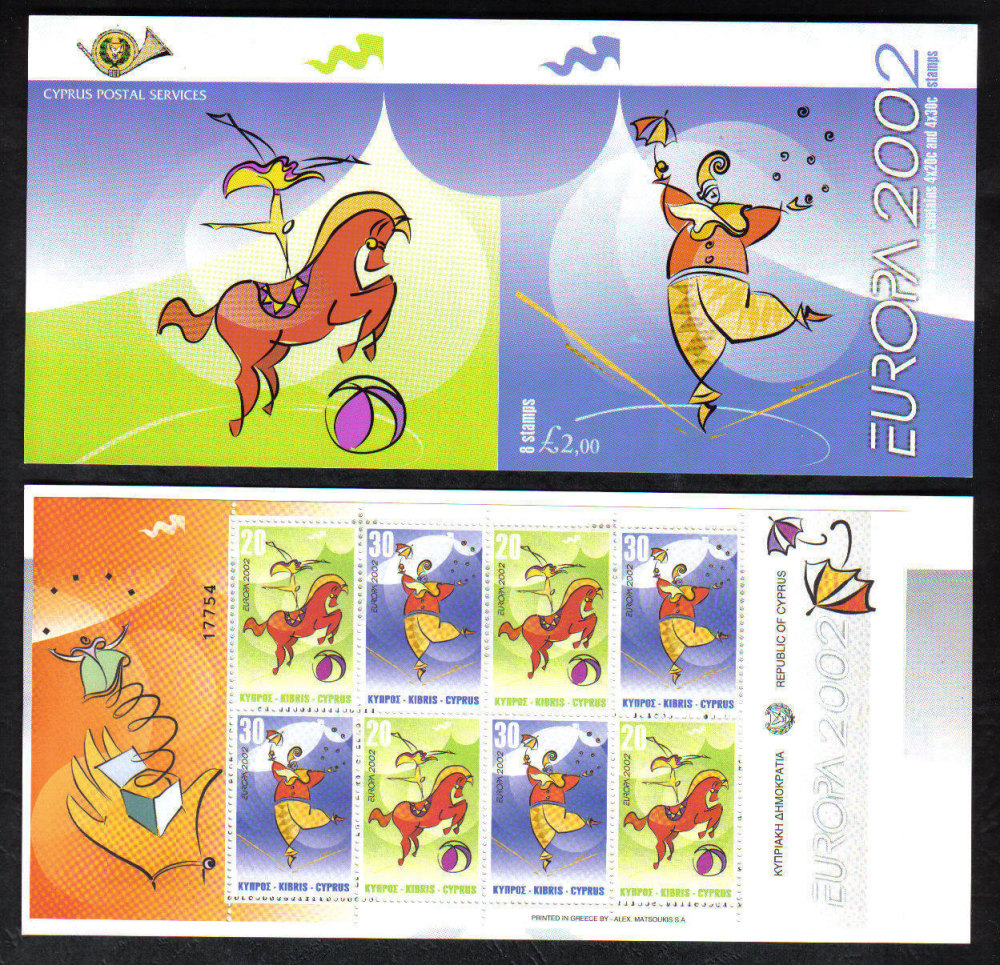 Cyprus Stamps SG 1029-30 (SB4) 2002 Europa Circus - Booklet MINT