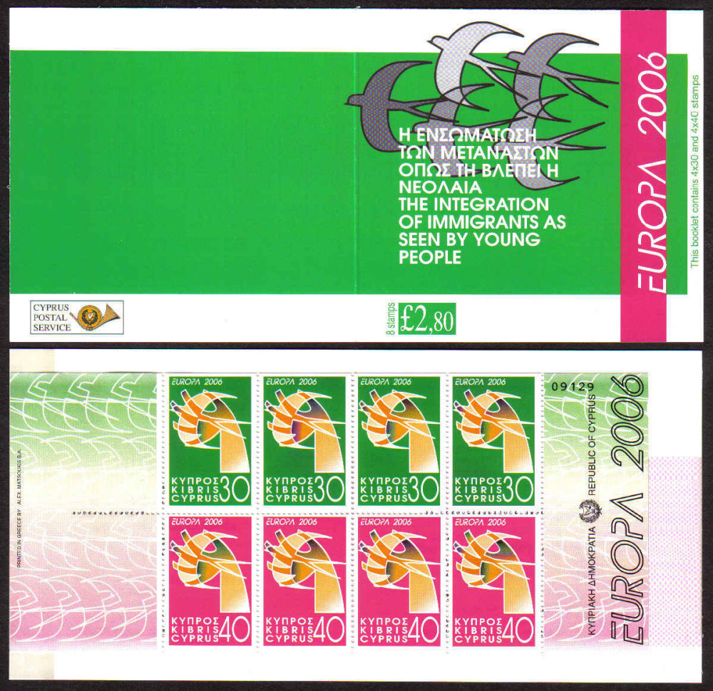 Cyprus Stamps SG 1110-11 (SB9) 2006 Europa Integration - Booklet MINT