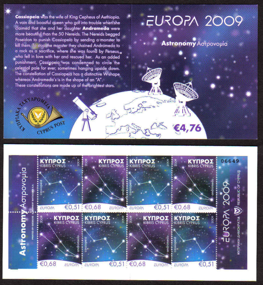 Cyprus Stamps SG 1188-89 2009 Europa Astronomy - Booklet MINT