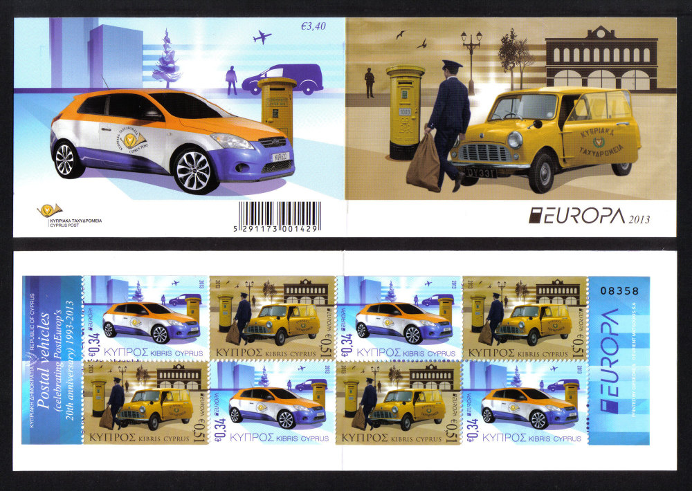 Cyprus Stamps SG 2013 (e) Europa issue Postal Vehicles  - Booklet MINT