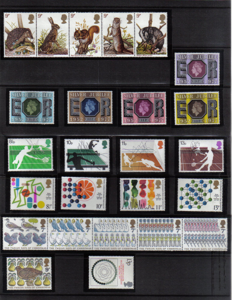 British Stamps 1977 Collectors Year Pack stamps  - MINT (h661)