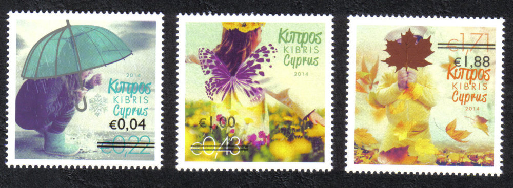 Cyprus Stamps SG 1327-29 2014 Overprints of "The Four Seasons" stamps - MINT