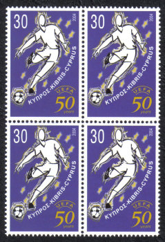 Cyprus Stamps SG 1070 2004 UEFA Football - Block of 4 MINT