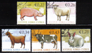 Cyprus Stamps SG 1212-16 2010 Domestic Animals - USED (d844)