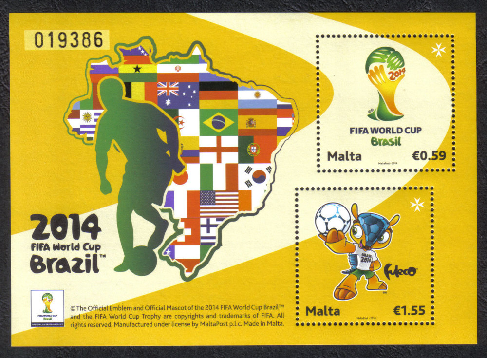 Malta Stamps SG 1866 MS 2014 Sheet Brazil FIFA World Cup Football - MINT
