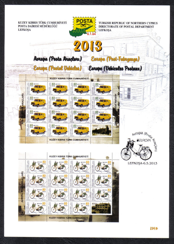 North Cyprus Stamps Leaflet 264a 2013 Europa Postal Vehicles 