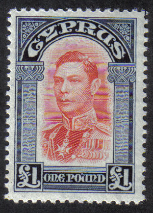 Cyprus Stamps SG 163 1938 KGVI  £1 One Pound - MH (h906)