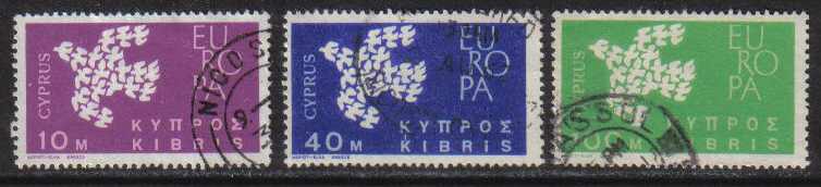 Cyprus Stamps SG 206-08 1962 Europa Doves - USED (g945)