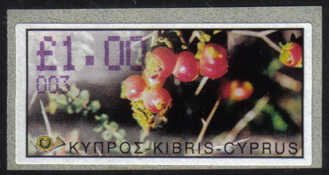 Cyprus Stamps 095 Vending Machine Labels Type E 2002 Nicosia (003) "Sarcopoterium Spinosum" 1.00 - MINT 