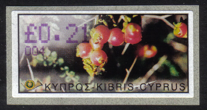 Cyprus Stamps 105 Vending Machine Labels Type E 2002 Ayia Napa (004) "Sarcopoterium Spinosum" 21 cent - MINT 