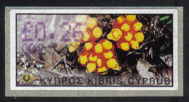 Cyprus Stamps 108 Vending Machine Labels Type E 2002 Ayia Napa (004) "Citinus Hypocistis" 26 cent - MINT 