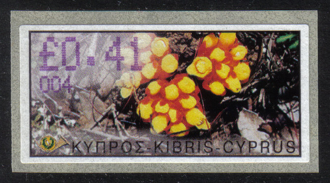 Cyprus Stamps 118 Vending Machine Labels Type E 2002 Ayia Napa (004) "Citinus Hypocistis" 41 cent - MINT 