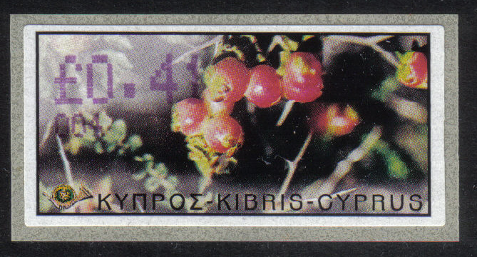 Cyprus Stamps 120 Vending Machine Labels Type E 2002 Ayia Napa (004) "Sarcopoterium Spinosum" 41 cent - MINT 