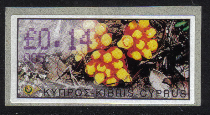 Cyprus Stamps 128 Vending Machine Labels Type E 2002 Limassol (005) "Citinus Hypocistis" 14 cent - MINT 